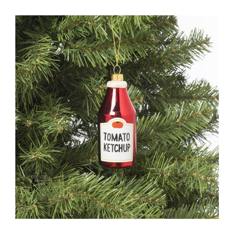 Kersthanger ketchup - glas - ø4.7x10.8 cm