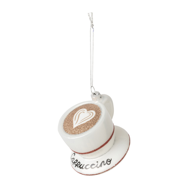 Kersthanger cappuccino - glas - ø8.7x6.5 cm