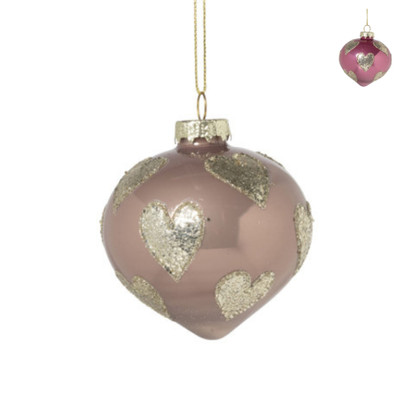 Kersthanger glitter hart - diverse varianten - ø8 cm
