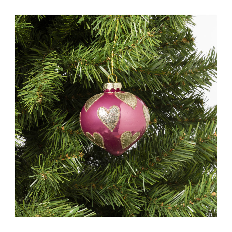 Kersthanger glitter hart - diverse varianten - ø8 cm
