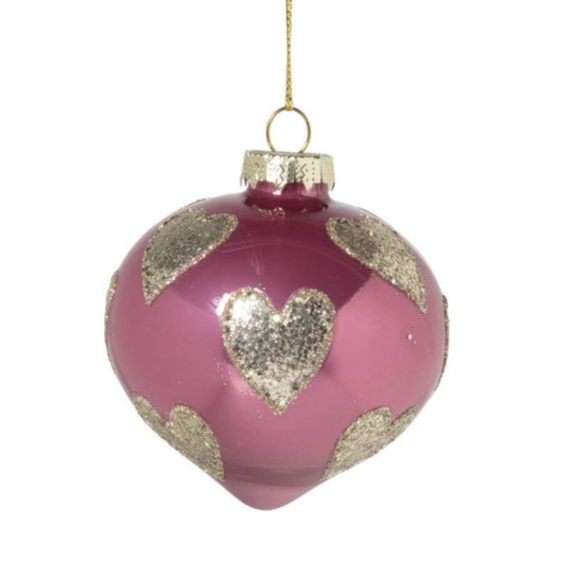 Kersthanger glitter hart - diverse varianten - ø8 cm