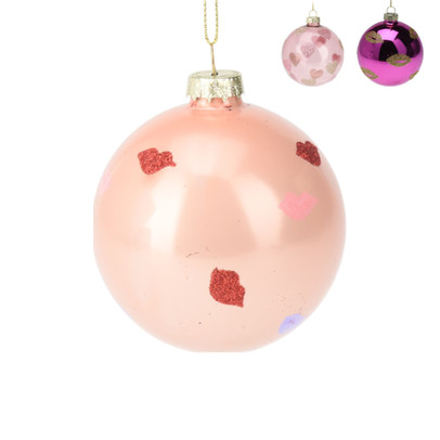 Kerstbal met kusjes - diverse varianten - ø8 cm