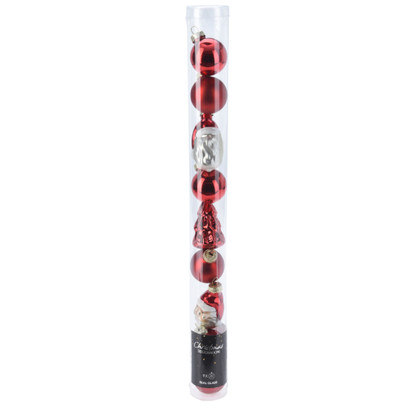 Kerstballen set van 9 - rood