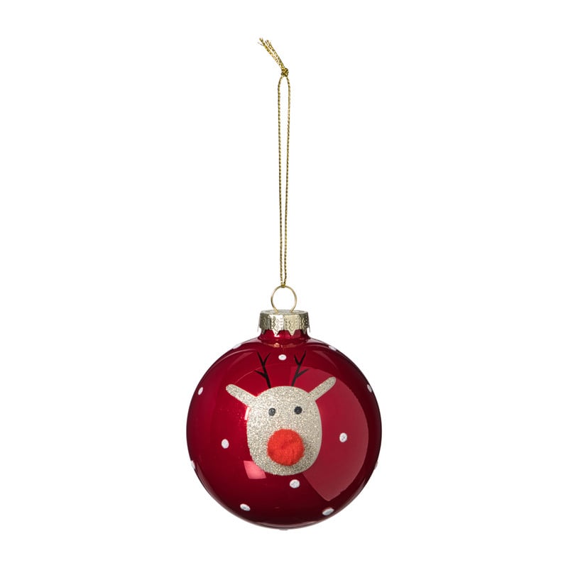 Kerstbal rendier - rood