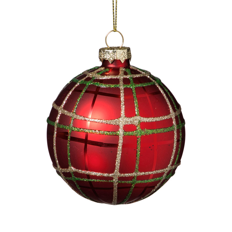 Kerstbal geruit - rood