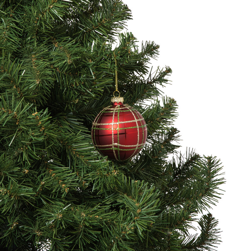 Kerstbal geruit - rood