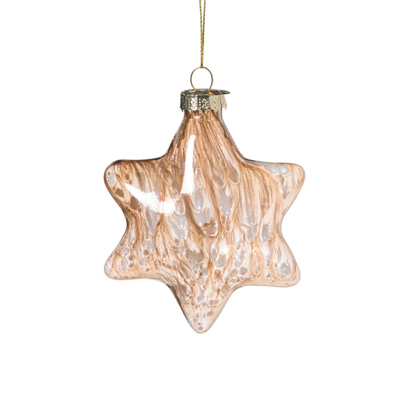 Kersthanger ster - bruin - 8x8x4 cm