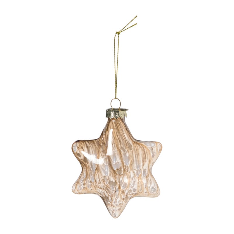 Kersthanger ster - bruin - 8x8x4 cm