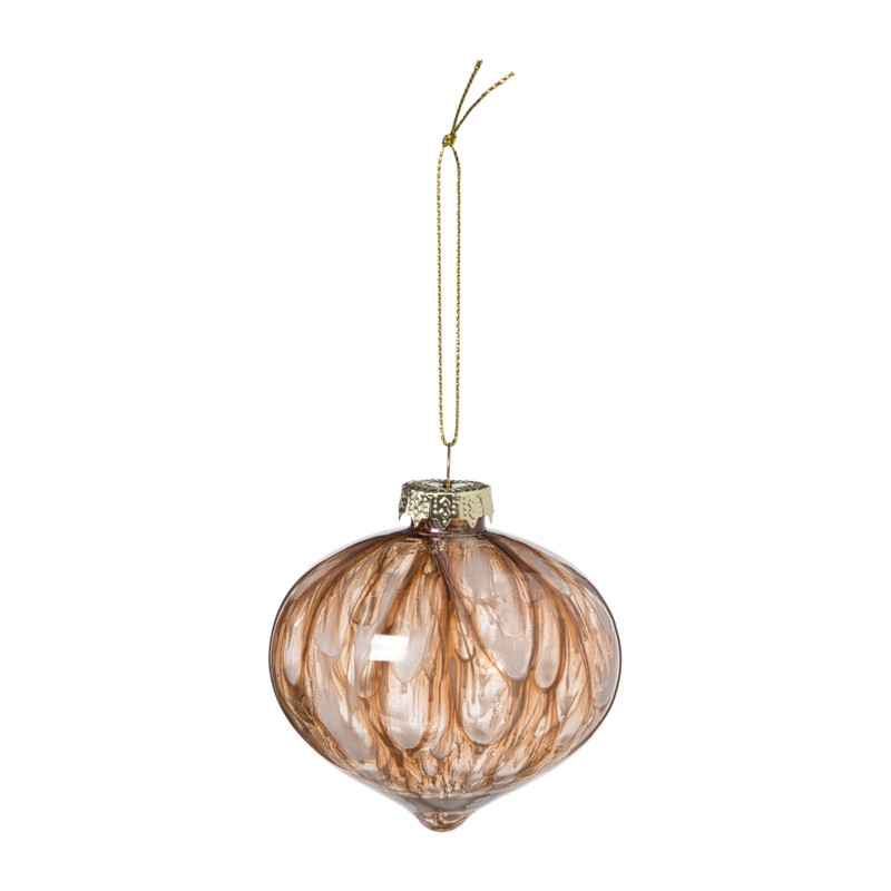 Kerstbal veren - bruin