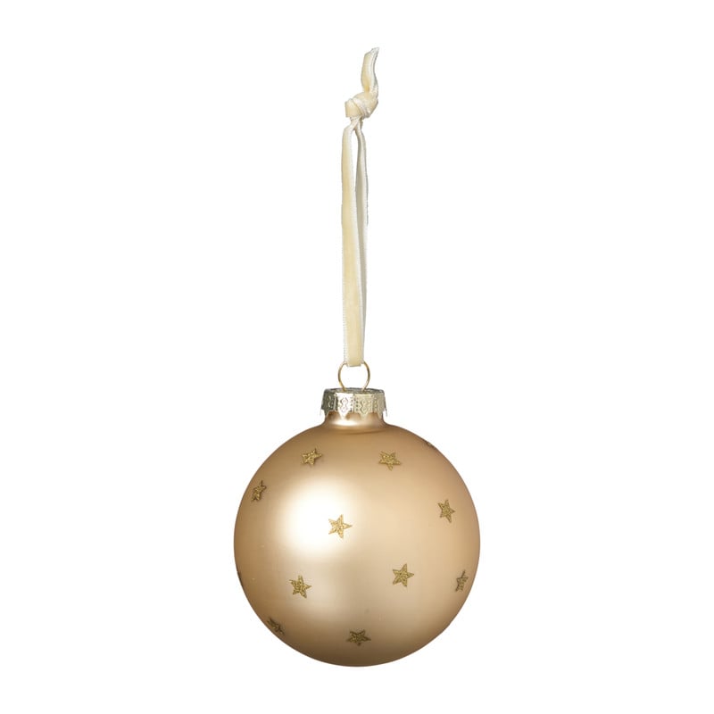 Kerstbal met sterretjes - beige