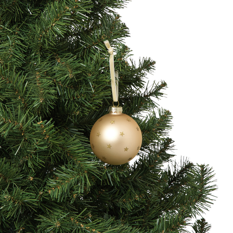 Kerstbal met sterretjes - beige