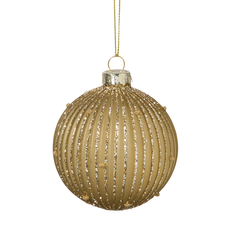 Kerstbal strepen en stippen - groen