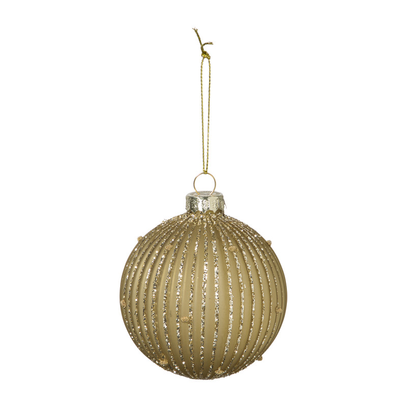 Kerstbal strepen en stippen - groen