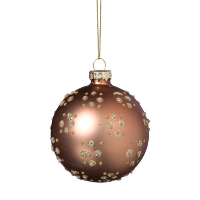 Kerstbal figuurtjes glitter - bruin