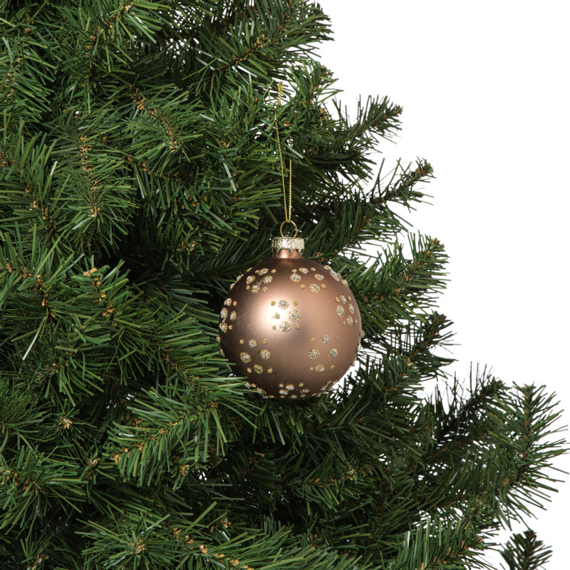 Kerstbal figuurtjes glitter - bruin