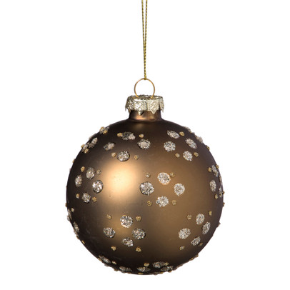 Kerstbal figuurtjes glitter - bruin