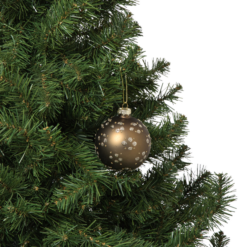 Kerstbal figuurtjes glitter - bruin
