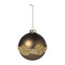 Kerstbal glitter en mat - bruin