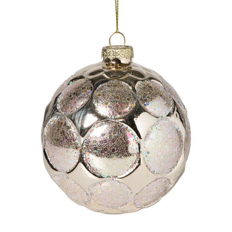 Kerstbal relief - champagnekleurig