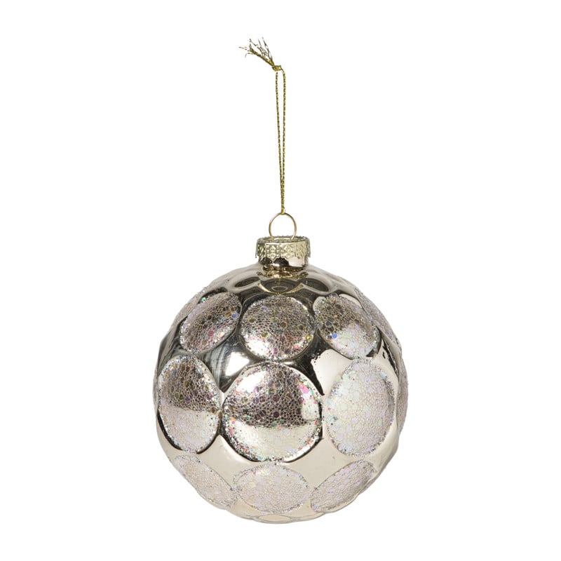 Kerstbal relief - champagnekleurig