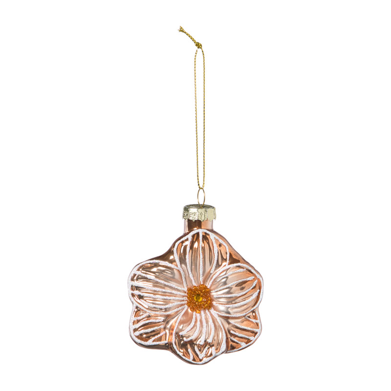 Kersthanger bloem - lichtbruin - 10.5x9.5x4 cm