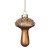 Kersthanger glitter paddenstoel - bruin - ø6x9 cm