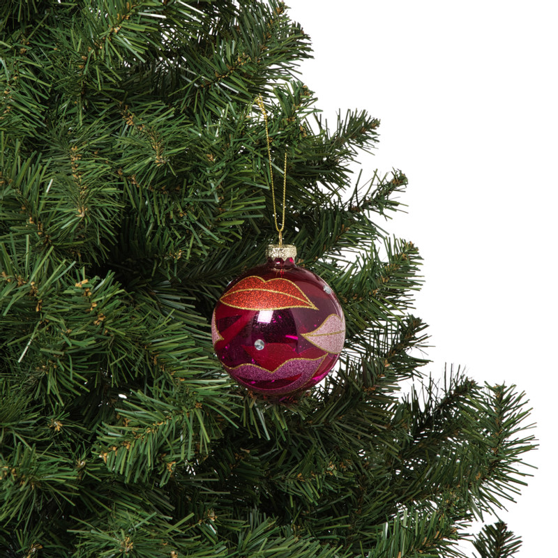 Kerstbal lippen - roze/rood