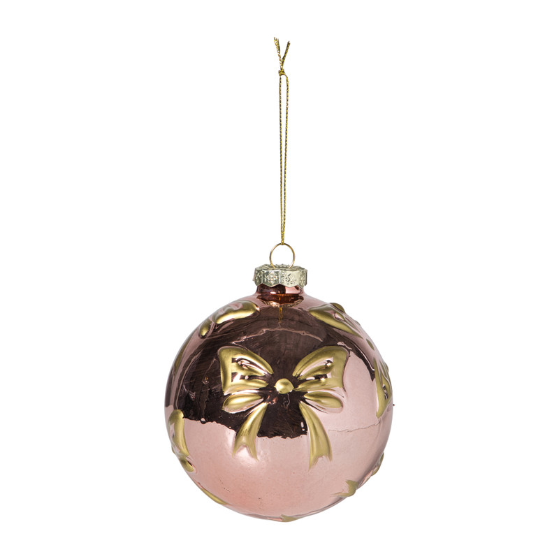 Kerstbal met strikjes - roze