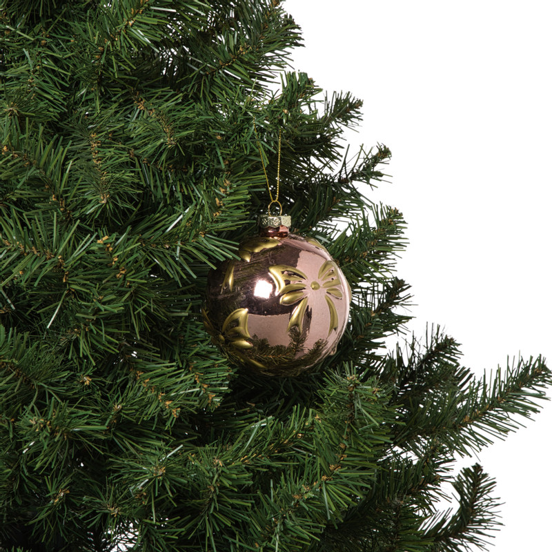 Kerstbal met strikjes - roze