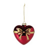 Kersthanger hart met strik - bordeaux rood - 10.5x10x4.5 cm