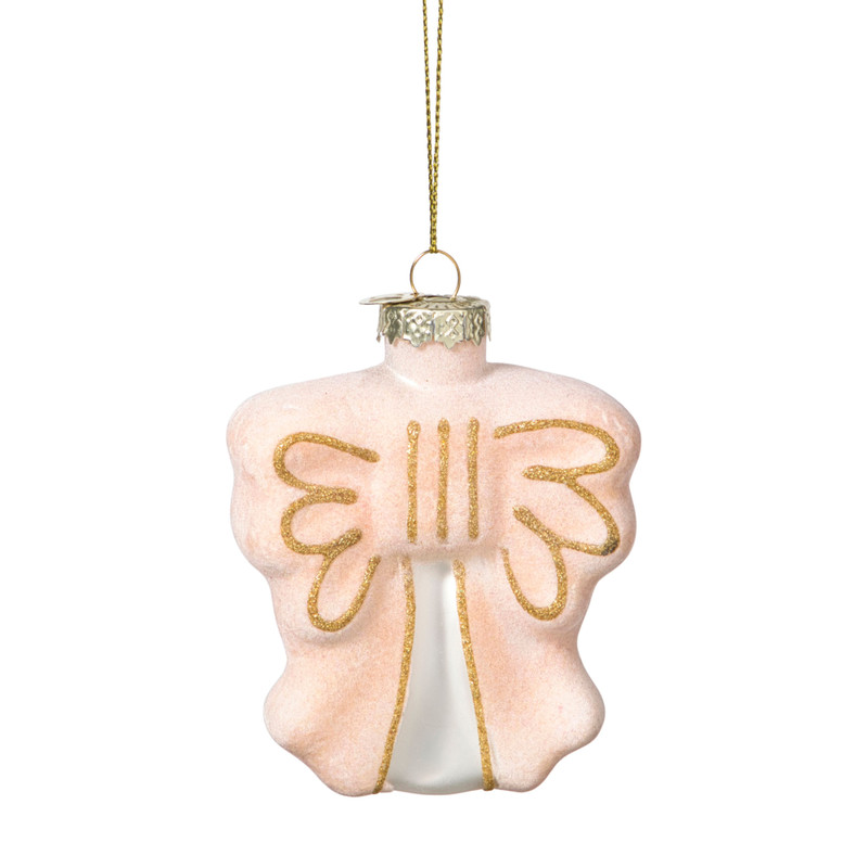 Kersthanger strik - roze - 8.5x8x3 cm