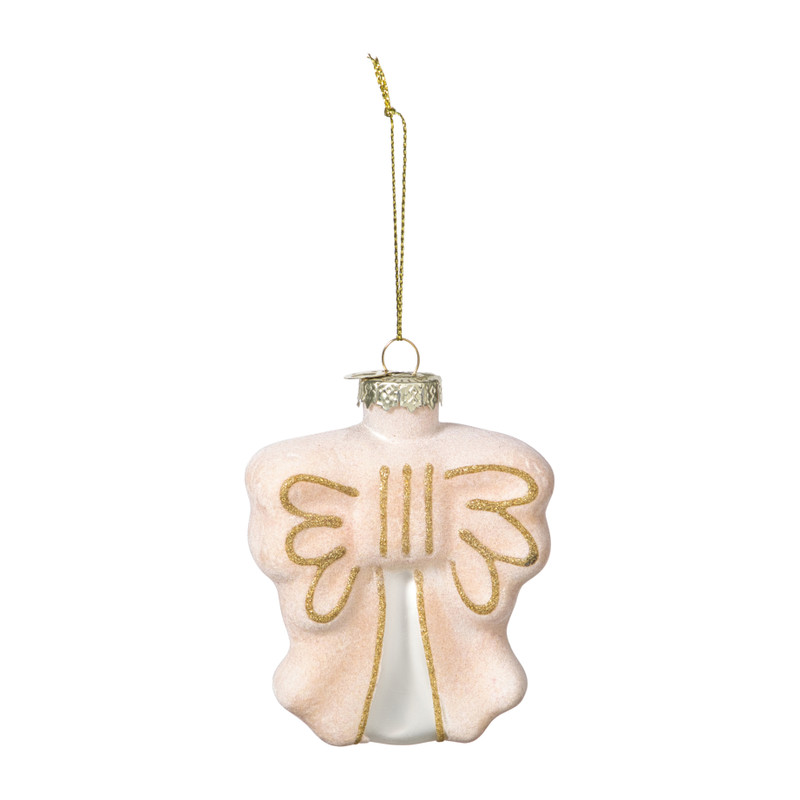 Kersthanger strik - roze - 8.5x8x3 cm