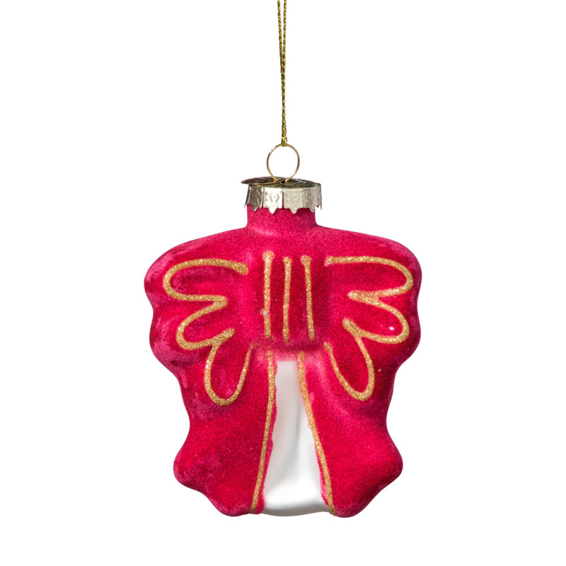 Kersthanger strik - paars - 8.5x8x3 cm