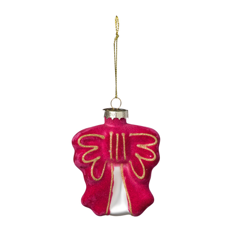 Kersthanger strik - paars - 8.5x8x3 cm