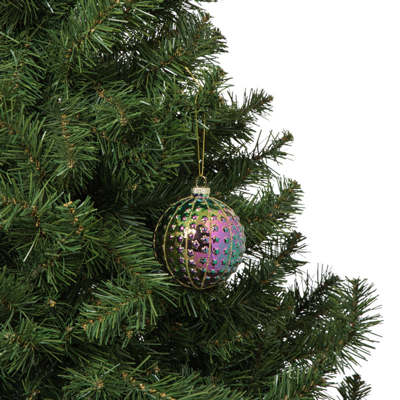 Kerstbal sterretjes - multikleur