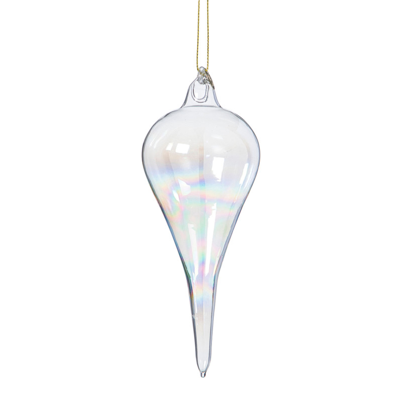 Kersthanger druppel - blauw - ø6x15 cm