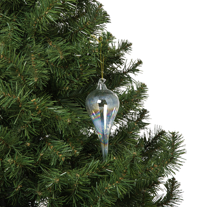 Kersthanger druppel - blauw - ø6x15 cm