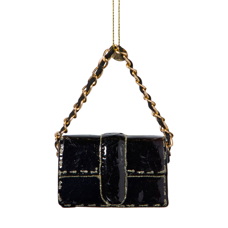 Kersthanger handtas - zwart - 4.2x7x2.8 cm