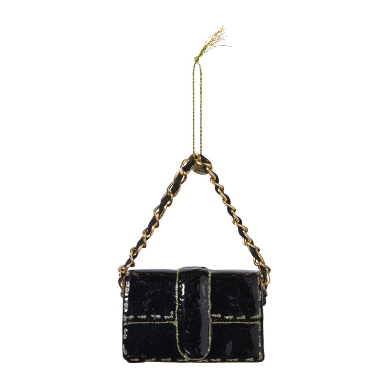 Kersthanger handtas - zwart - 4.2x7x2.8 cm