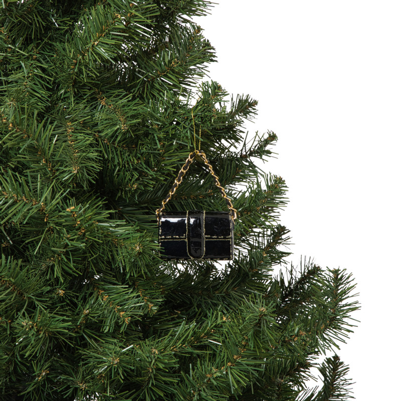 Kersthanger handtas - zwart - 4.2x7x2.8 cm