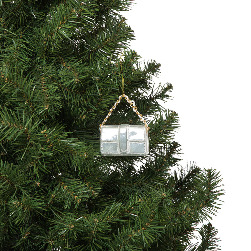 Kersthanger handtas - wit - 4.2x7x2.8 cm