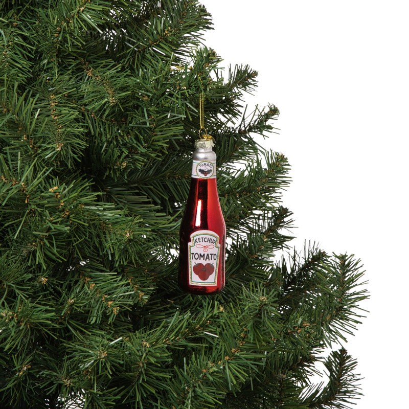 Kersthanger ketchupfles - rood - ø4x13 cm