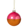 Kerstbal glitter en glans - roze/oranje