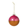 Kerstbal glitter en glans - roze/oranje