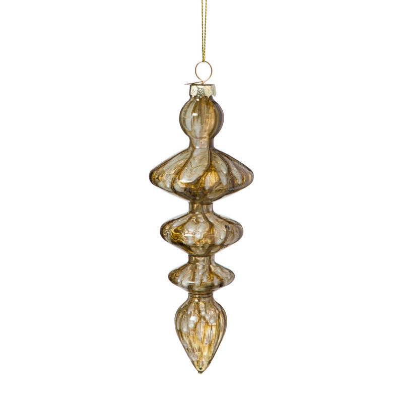 Kersthanger glas pegel - olijfgroen - ø5.5x15 cm