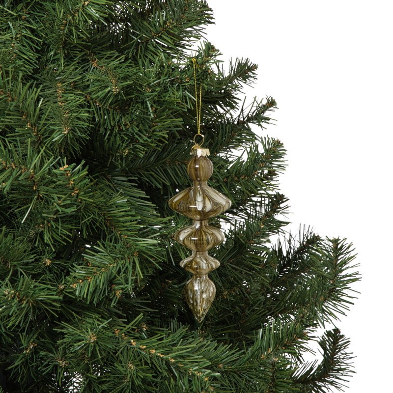 Kersthanger glas pegel - olijfgroen - ø5.5x15 cm