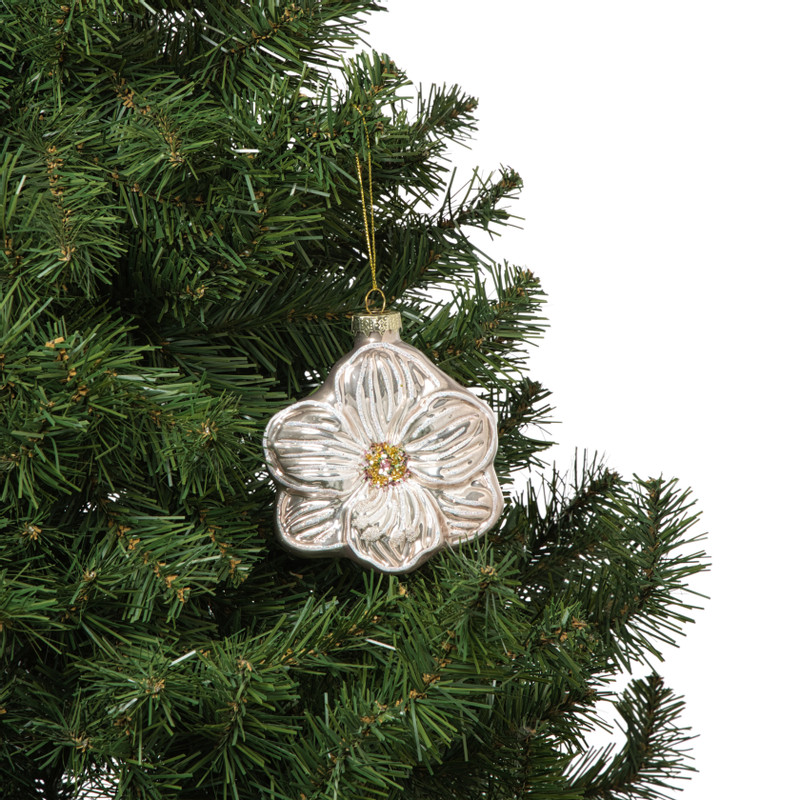 Kersthanger bloem - lichtroze - 7.8x6.8x3 cm