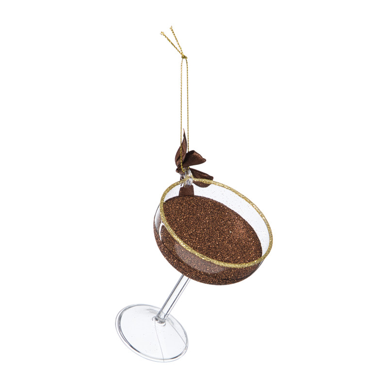 Kersthanger espresso martini - bruin - 9.5x7.8x7 cm