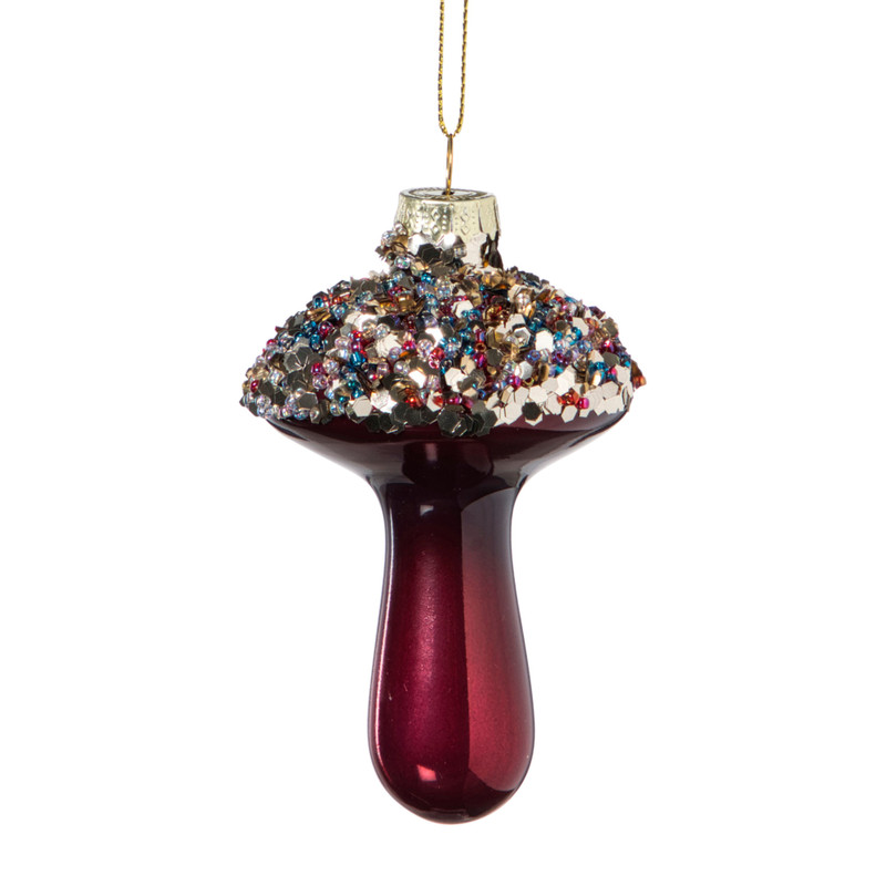 Kersthanger paddenstoel - bruin - ø5.5x9 cm