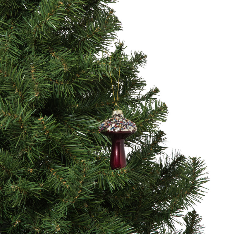 Kersthanger paddenstoel - bruin - ø5.5x9 cm